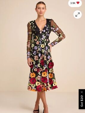 Lulu’s Colorful Floral Bloom Midi Dress